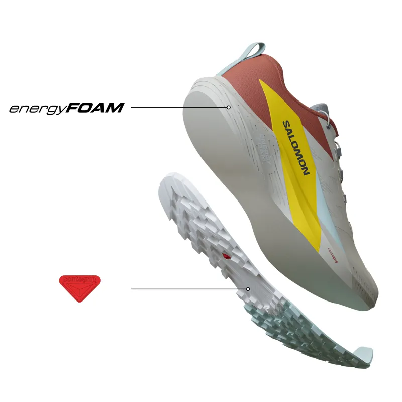 Salomon Sense Ride 5 Men's Trail Running Shoe in Rainy Day/Hot Sauce/Freesia-8